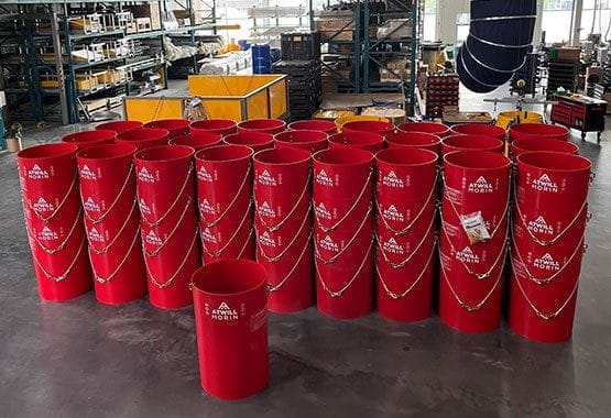 Red Superchutes ready for shipping.